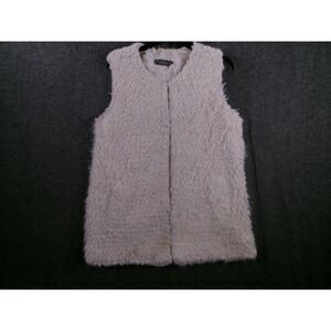 THE PYRAMID COLLECTION Vest Womens M Off White Faux Fur Sleeveless Cozy Bohemian